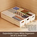 3er-Set ausziehbare Schubladen-Organizer in Cremeweiß, Länge von 28cm bis 48cm - Klein/3er Pack / Cremeweiß