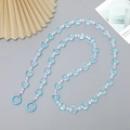 Blue acrylic heart-shaped beaded phone strap with metal ring clasps and pearls - K2822 Blue Crystal Heart Crossbody