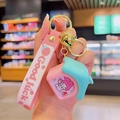 Pink My Melody house-shaped keychain with Good Luck strap and golden bell charm - Cartoon Luminous House-Pink Rabbit
