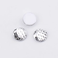 Macro shot of 10mm round resin fish scale cabochons with metallic silver finish - Iridescent Silver (9)