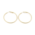 Classic pair of large golden circular hoop earrings in a minimalist geometric style - 40x2mm Gold Textured Style (KE98621-KFC)