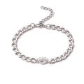 Bracciale a catena barbazzale argento con ciondolo occhio di bue in zirconi pavé - Oro Bianco