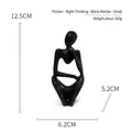 Black thinker statue with gold marble veins, abstract desktop resin decor 12.5cm - Small Black Gold Marble Right Thinker