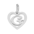 Silver stainless steel heart-shaped pendant with hollow letter G for DIY jewelry making - Letter-G / Silver