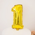 Golden number 1 foil balloon for first birthday party decoration on white stand - Number 1 / 16" / Gold