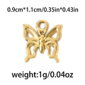 Golden 304 stainless steel butterfly pendant charm, size 0.9x1.1cm for DIY jewelry making - Gold Butterfly