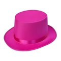 Vibrant rose pink top hat with matching satin ribbon for stage and costume performance - Knitted Fabric - Rose Red
