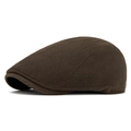 Casquette plate classique marron foncé tricotée pour l'automne et l'hiver en laine chaude - Style Doublé de Polaire Chaude / café