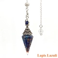 Lapis Lazuli energy pendulum pendant with resin-encased crystals and silver chain - Lapis Lazuli