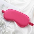 Pink faux silk sleep mask with elastic strap on white background with pearl decor - Rose Red Eye Mask