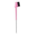 Pink dual-ended eyebrow brush and eyelash comb with silver metal pick handle - Steel Pin Brow Brush Pink