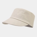 Hoogwaardige beige zonnehoed in ruiterstijl met platte bovenkant en kepertextuur - Beige