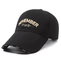 Classic black baseball cap with gold November embroidery and a curved brim - Adjustable / Black with Gold Embroidery