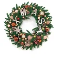 50cm Champagner-brauner Weihnachtskranz mit Rentier, Tannenzapfen und LED-Lichtern - 50cm Champagner Kaffee