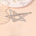Silver star-shaped hair clip with sparkling rhinestones in a minimalist metal design - Large / Silver