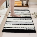Absorbent black and white striped plush bathroom mat with non-slip backing - 40*60cm / Ink Gray (Striped)