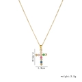 Gold cross necklace with colorful heart-shaped zircon stones and 2.85cm pendant height - Gold Colorful Heart Cross (1524)