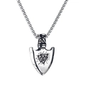 Men's vintage Viking shield pendant necklace with triangle symbol on silver square link chain - Triangle Shield