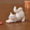 Miniature white stretching cat resin figurine 4cm x 3cm for micro landscapes - No.7 Stretching White Cat