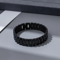 Minimalistisches schwarzes Gliederarmband mit Uhrenarmband-Struktur aus mattem Stahl - 10 Mm Schwarzer Gerader Dreifach-nagelkopf