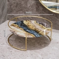 Bandeja de cosméticos de hierro dorado nórdico con patrón de mármol negro para baño - Grande / Azul Galaxia