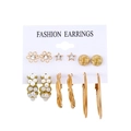 Set van 6 paar vintage gouden oorbellen met hart, vlinder, parels en geometrische vormen - Bloemstijl (0411)