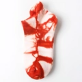 Skateboard style tie-dye cotton ankle socks featuring red and white patterns - One Size / Rust red