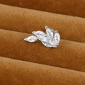 Clou d'oreille cartilage feuille argentée avec zircons taille marquise - Forme de Feuille / Argent