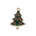 Christmas tree charm with red and green enamel and gold-plated edge for DIY jewelry - Red and Green Spotted Christmas Tree
