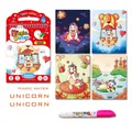 Reusable magic water drawing book set with colorful unicorn theme and pink pen - Unicorn