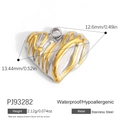 Waterproof heart pendant in silver stainless steel with gold fluid texture finish - Lava Heart Two-Tone (PJ93282)