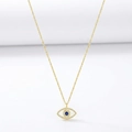 Goldene S925 Silber Evil Eye Halskette mit blauem Stein und weißen Kristallen - 925er Silber / Gold