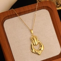 Detail of gold pendant necklace with hammered texture and polished geometric design - Gold Mirror Hammered Irregular Necklace