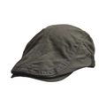 Dettaglio della coppola grigio-verde con cuciture raffinate e trama in twill di cotone - Verde Militare