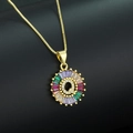 Gold plated initial Q pendant necklace with colorful square zircons on black background - Gold Plated Rainbow Zirconia Letter Q