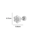 Flower cartilage stud earring with cubic zirconia and screw back ball closure - 6# Silver (Sunflower)
