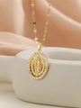Detail of gold Virgin Mary pendant with micro-p鑲 zircon stones on a fine chain - Gold White Zirconia (TP-04029-01)