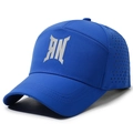 Dark blue breathable baseball cap featuring laser-cut side vents and silver RN logo - Adjustable / Sapphire Blue