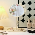Cream oval makeup mirror with bow decor and base storage tray for jewelry and cosmetics - Yellow