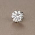 Silver flower stud earring with micro-pave white zircon and screw-back ball - Flower Cluster Design / Silver