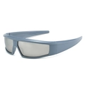 Y2K sporty wrap-around sunglasses with Morandi gray frames and silver reflective lenses - Grey Frame White Mercury
