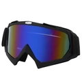 Matte black ski goggles featuring mirrored blue lenses and adjustable elastic headband - Sand Black Frame Deep Blue Mirror