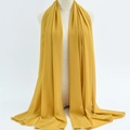 Elegant mustard yellow chiffon hijab scarf with smooth premium edge stitching - 54