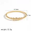 Bracciale rigido in acciaio dorato con perline e cinque pietre di zirconia graduate - Stile Bordo Perlato con 5 Pietre Sfumate(TB7200)