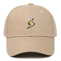 Khaki baseball cap with yellow lightning embroidery and structured six-panel design - Dark Khaki