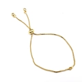 Adjustable golden box chain bracelet with sliding clasp and round crystal pendants - Inlaid Cubic Zirconia / Gold