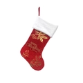 Red Christmas stocking with white plush cuff and gold Merry Christmas embroidery decoration - 46x28cm / Christmas Red