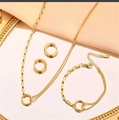 Elegantes goldenes Minimalist-Schmuckset inklusive Halskette, Armband und Ohrsteckern - Jx083 Kit