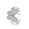 Silver adjustable butterfly ring with pavé cubic zirconia and cuban chain band - Silver Chain Pavé Butterfly Style (X579)