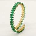 18K vergulde verstelbare armband met marquise-geslepen groene strass-stenen - Groen